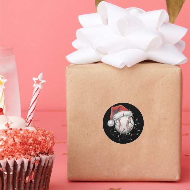 Adesivo Redondo Jogador de beisebol de Natal para papais noeis (Festa)