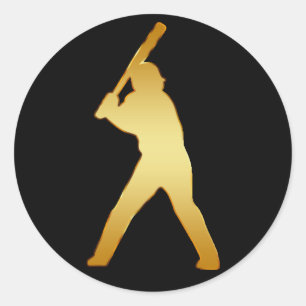 ADESIVO REDONDO JOGADOR DE BEISEBOL DOURADO