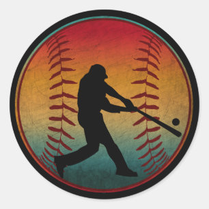Adesivo Redondo Jogador de beisebol vintage
