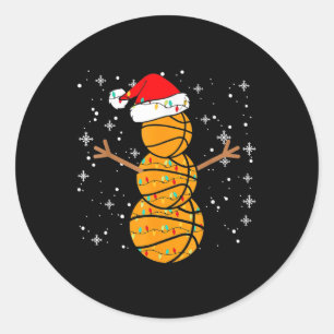 Adesivo Redondo Jogador de Bysketbyll de Natal Papais noeis Snowma
