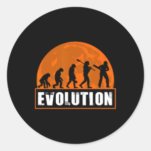 Adesivo Redondo Jogador de Críquete Engraçado Evolução Humana Críq