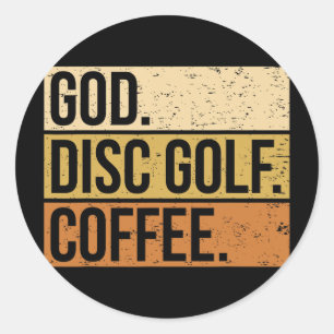 Adesivo Redondo Jogador de Disc Golf Cristão Dizendo Eu Deus. Disc