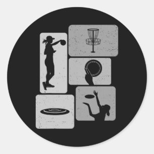 Adesivo Redondo Jogador de Disc Golf Engraçado Disco Voador Legal
