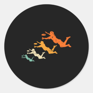 Adesivo Redondo Jogador de Frisbee Ultimate Retrô Disco Vintage Ul