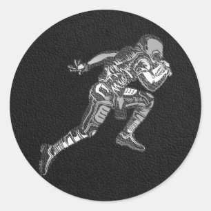 Adesivo Redondo Jogador de Futebol Americano Correndo Quarterback