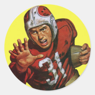 Adesivo Redondo Jogador de Futebol Americano Esportivo Vintage Nº 