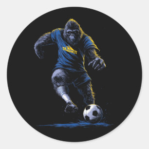 Adesivo Redondo Jogador de Futebol Bigfoot Engraçado