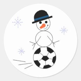 Adesivo Redondo Jogador de Futebol Boneco de Neve