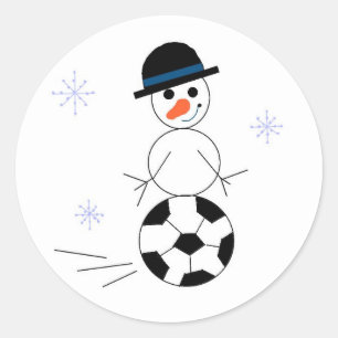 Adesivo Redondo Jogador de Futebol Boneco de Neve