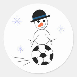 Adesivo Redondo Jogador de Futebol Boneco de Neve