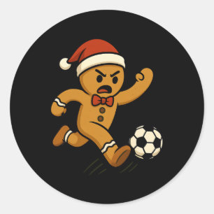 Adesivo Redondo Jogador de Futebol de Pão de Mel Natal Divertido M