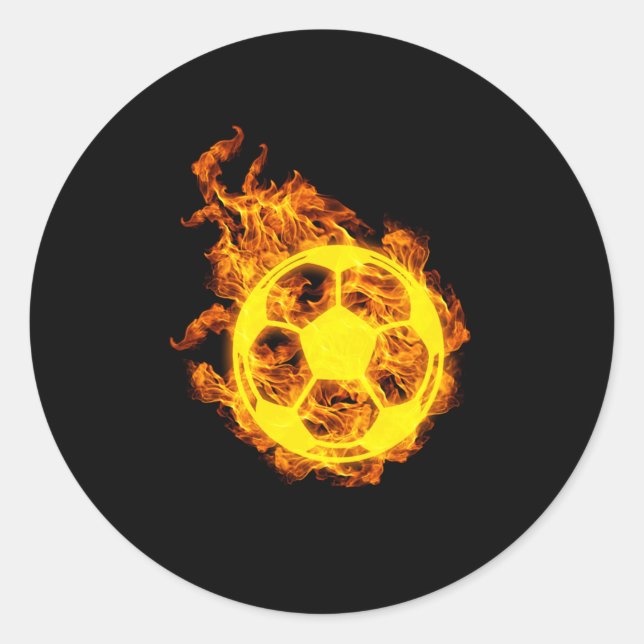 Adesivo Redondo Jogador de futebol do Fire Flames Ball (Frente)