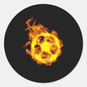 Adesivo Redondo Jogador de futebol do Fire Flames Ball