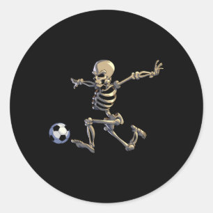 Adesivo Redondo Jogador de futebol do Halloween do Skeleton