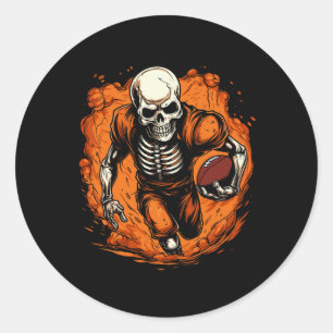 Adesivo Redondo Jogador de futebol do Skeleton no Halloween Spooky