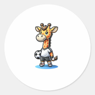 Adesivo Redondo Jogador de futebol girafa bonito.