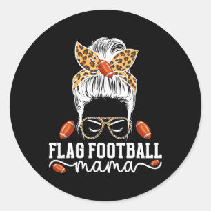 Adesivo Redondo Jogador de futebol Mama Messy Bun Flag