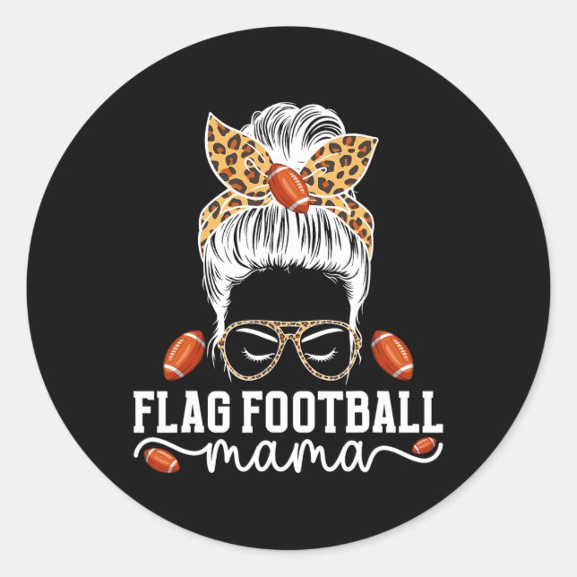Adesivo Redondo Jogador de futebol Mama Messy Bun Flag (Frente)