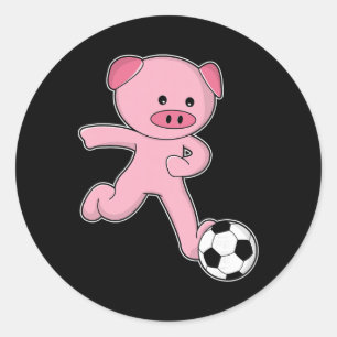 Adesivo Redondo Jogador de Futebol Porco Futebol Esportes