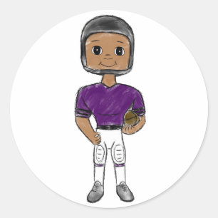 Adesivo Redondo jogador de futebol retrô vintage roxo preto simple