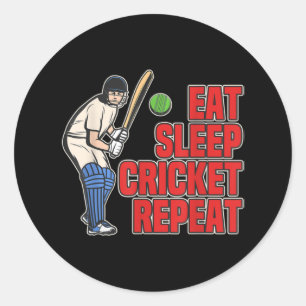 Adesivo Redondo Jogador de Futebol Retron Cricket Ball Coma Cricke