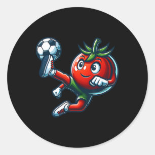 Adesivo Redondo Jogador de futebol Tomate Engraçado Chutando Masco