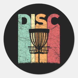 Adesivo Redondo Jogador de Golf de Disco Vintage Frolf Retro Disco