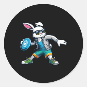 Adesivo Redondo Jogador de Golfe de Disco Engraçado Bunny Crianças