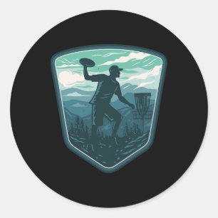 Adesivo Redondo Jogador de Golfe de Disco Frisbee Golfista Golfe R