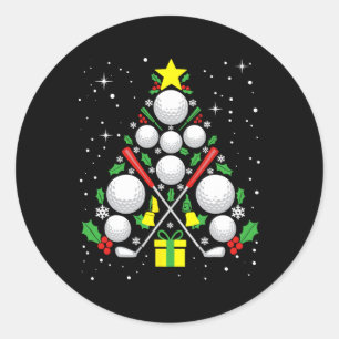 Adesivo Redondo Jogador de Golfe Engraçado Luzes de Natal Árvore d