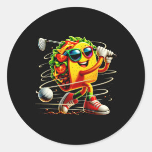 Adesivo Redondo Jogador de Golfe Taco Cinco De Mayo Comida Mexican