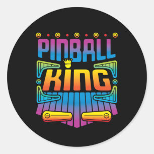 Adesivo Redondo Jogador de Jogo de Arcade Rei do Pinball
