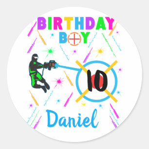 Adesivo Redondo Jogador de Jogos do Partido Birthday Boy da Etique