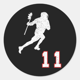 Adesivo Redondo Jogador De Lacrosse Número 11 Para Ventiladores De
