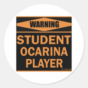 Adesivo Redondo Jogador de Ocarina Estudante