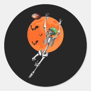 Adesivo Redondo Jogador de Pegada do Skeleton Halloween
