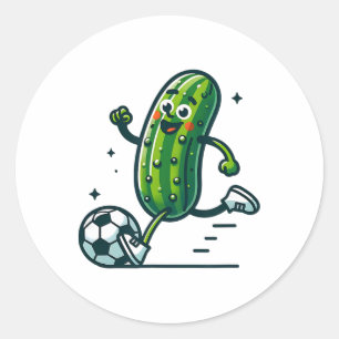 Adesivo Redondo Jogador de Pepino de Futebol Engraçado Chutando By