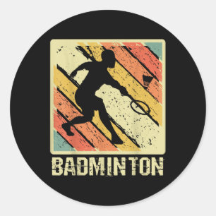 Adesivo Redondo Jogador de peteca retrô vintage badminton