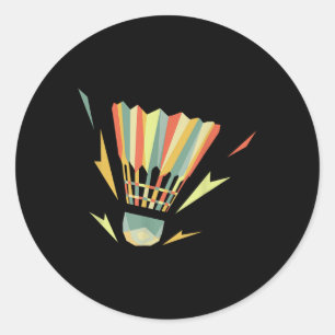 Adesivo Redondo Jogador de Peteca Retro Vintage Badminton