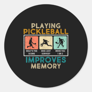 Adesivo Redondo Jogador de Pickleball Cita Pickleball Engraçado Gr