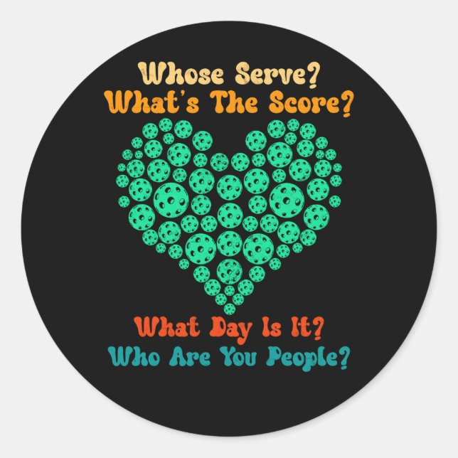 Adesivo Redondo Jogador De Pickleball Lover De Batedeira Cujo Serv (Frente)