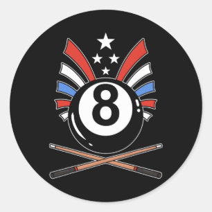 Adesivo Redondo Jogador de Piscina 8 Ball Billiard Oito Ball Billi