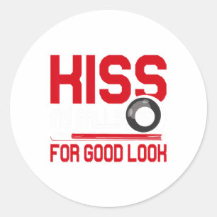 Adesivo Redondo Jogador De Piscina Engraçado - Camisa De 8 Esferas