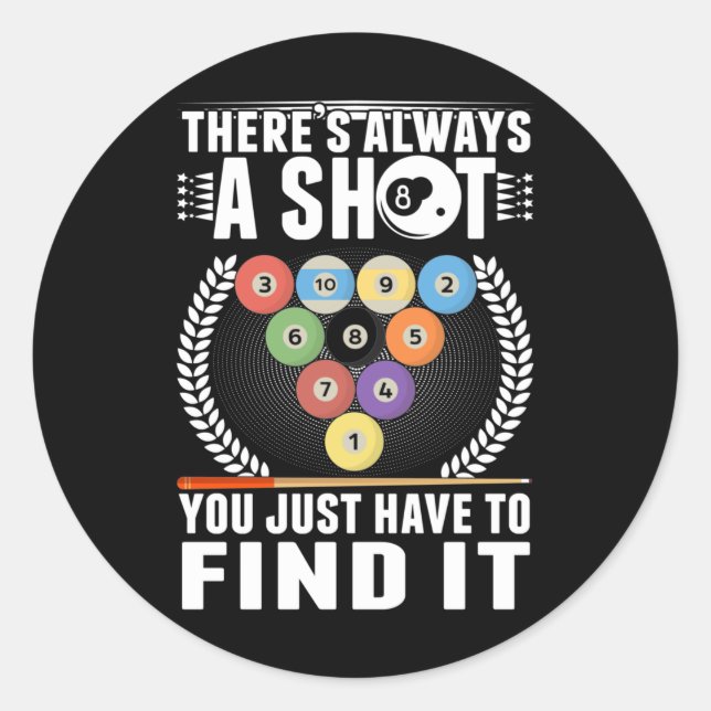 Adesivo Redondo Jogador de Piscina Engraçado da Piada Billiard Cue (Frente)