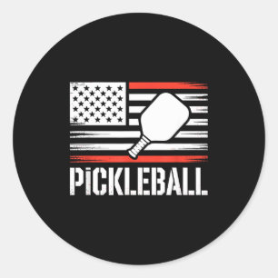 Adesivo Redondo Jogador de raquete de pickleball amante da bandeir