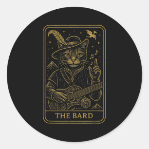 Adesivo Redondo Jogador De Rpg O Geek De Nerdy Cat Men Da Bard D20