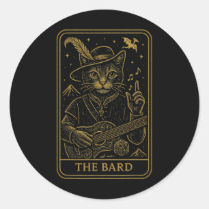 Adesivo Redondo Jogador De Rpg O Rd D20 Dice Nerdy Geek Gato Homen