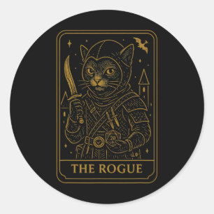 Adesivo Redondo Jogador de Rpg Renegado D20 Dados Nerdy Geek Gato
