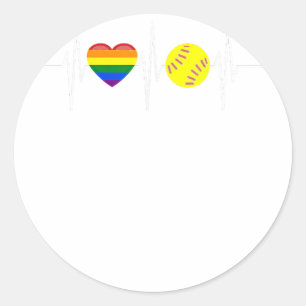 Adesivo Redondo Jogador de Softball Orgulho gay LGBTQ gay