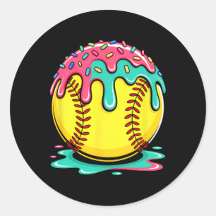 Adesivo Redondo Jogador de Softbol Meninas Adolescentes Softbol Go